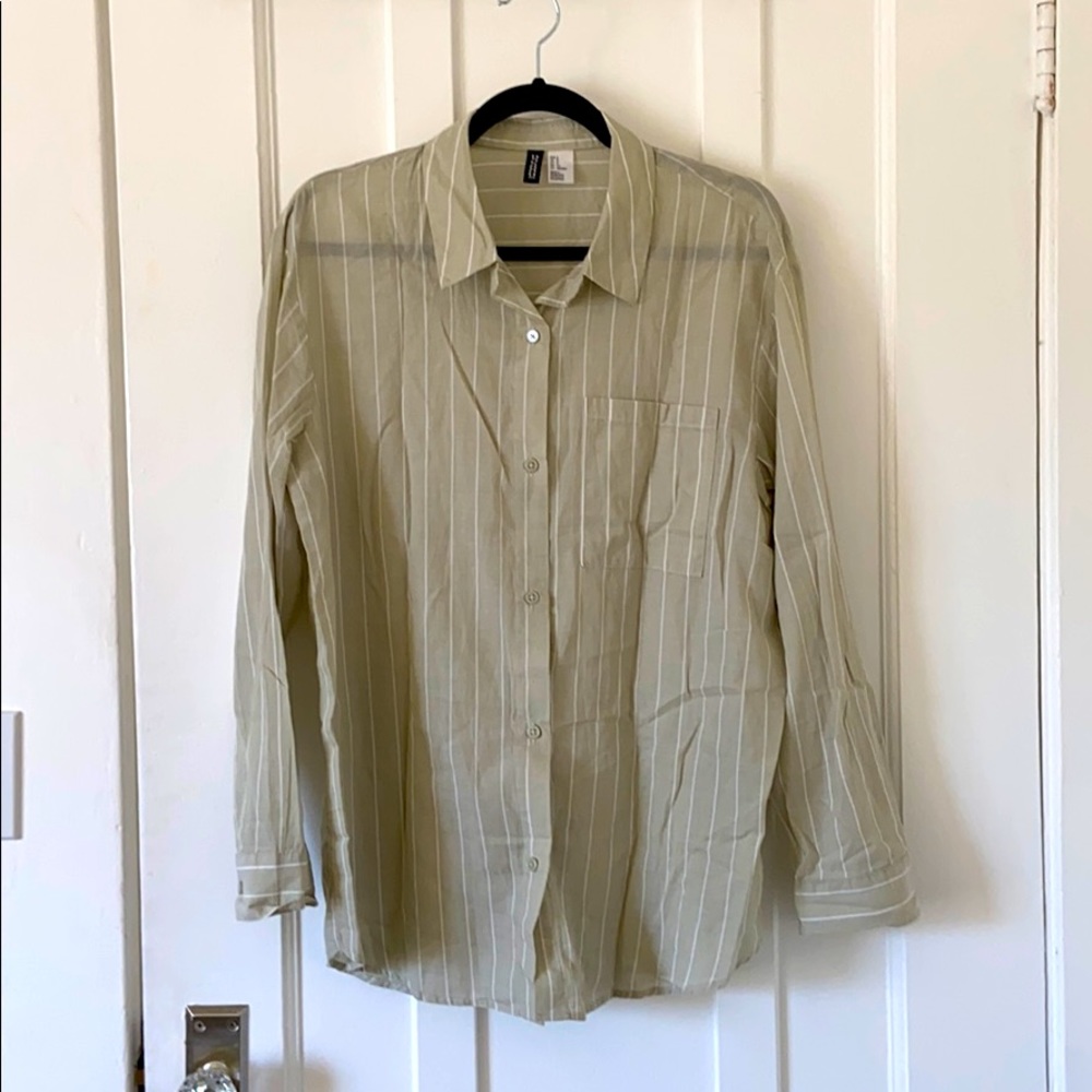 Light Green Striped Overshirt